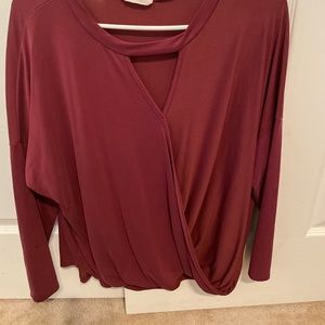 Long sleeve wrap top with front cut out